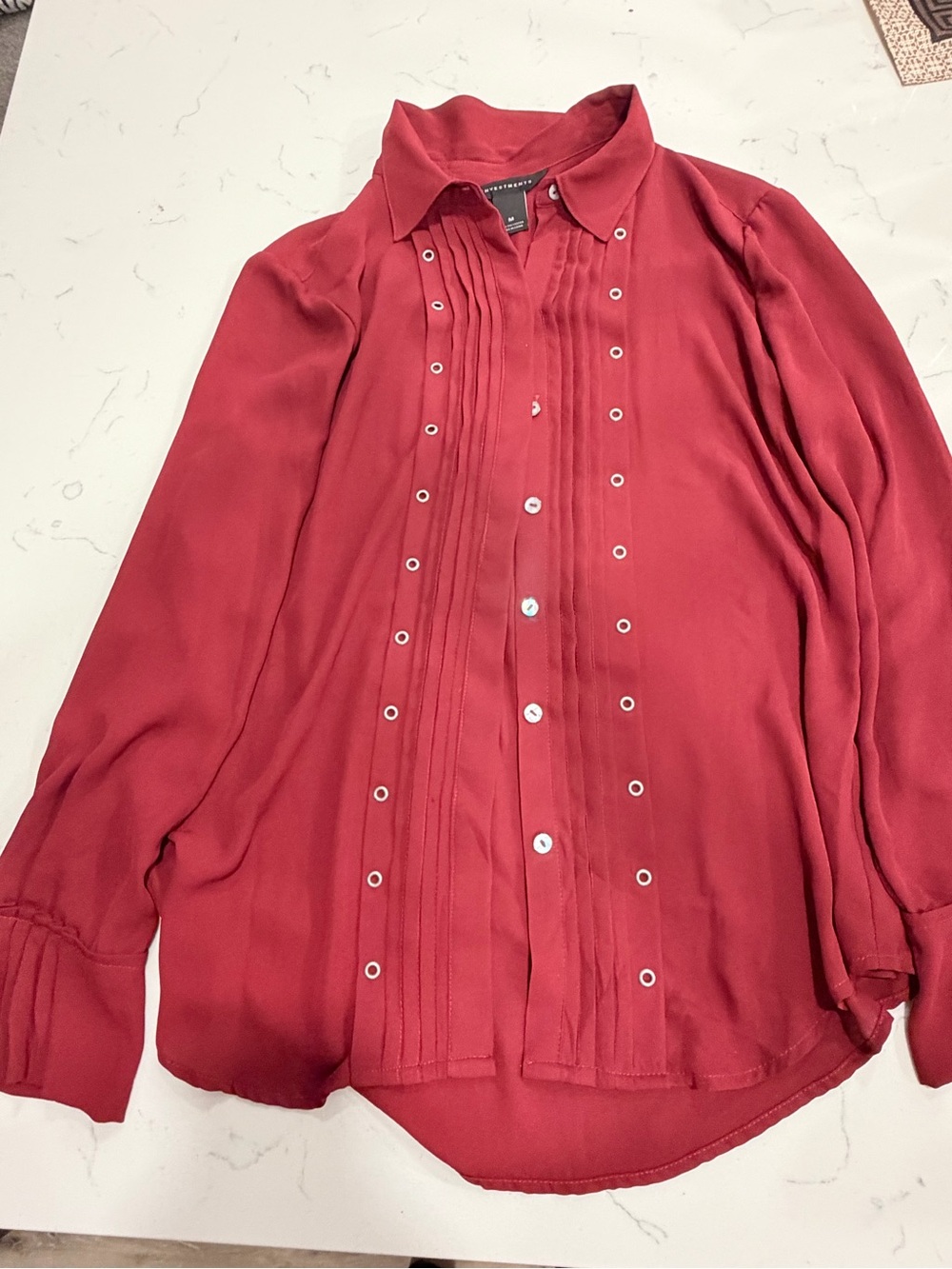 Investments Red Pintuck Button-Front Men's Dress Shirt